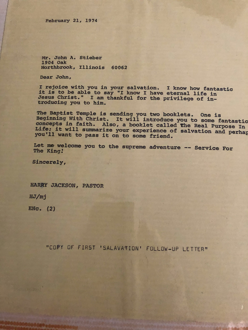 First salvation follow-up letter